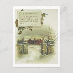 Viktorianische Dezember-Winterszene und Weihnachts Feiertagspostkarte