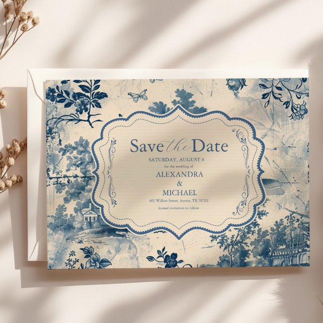 Viktorianische Dusty Blue Save The Date (Von Creator hochgeladen)