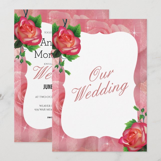 Viktorianische Dusty Rose Blumenhochzeit Einladung (Vorne/Hinten)