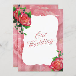 Viktorianische Dusty Rose Blumenhochzeit Einladung