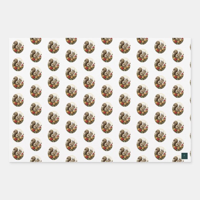 Viktorianische Eichhörnchen Wrapping Paper 3 Sheet Geschenkpapier Set (Vorderseite 3)