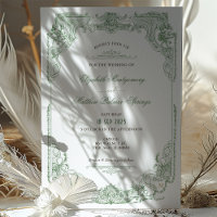 Viktorianische Einladung von Royal Sage Green zur