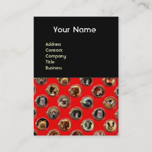 VIKTORIANISCHE ENAMELE/MINIATURHUNDERPORTRAS, Rot Visitenkarte