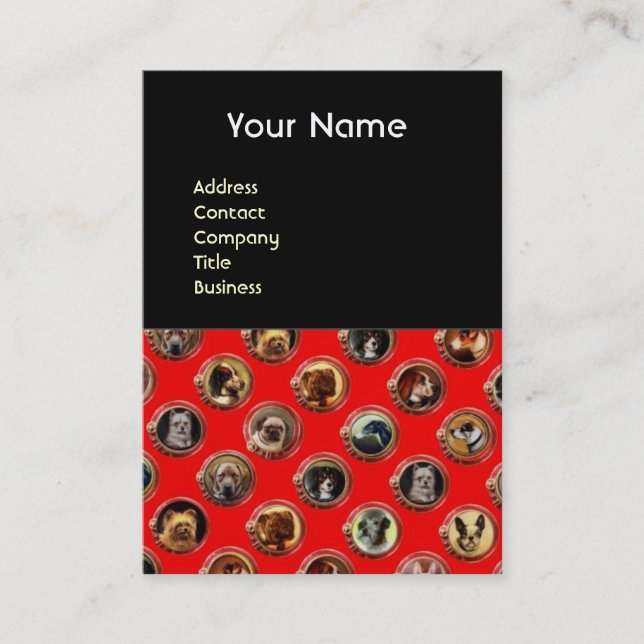 VIKTORIANISCHE ENAMELE/MINIATURHUNDERPORTRAS, Rot Visitenkarte (Vorderseite)