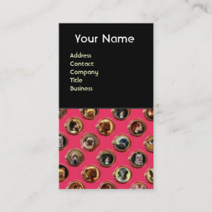 VIKTORIANISCHE ENAMELE/MINIATURHUNDERPORTRAS, Rot Visitenkarte