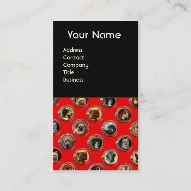 VIKTORIANISCHE ENAMELE/MINIATURHUNDERPORTRAS, Rot Visitenkarte (Vorderseite)