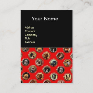 VIKTORIANISCHE ENAMELE/MINIATURHUNDERPORTRAS, Rot Visitenkarte