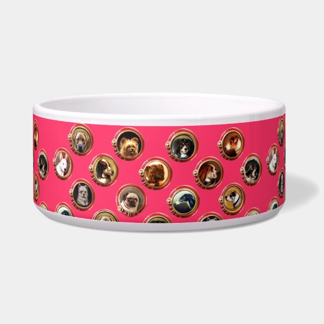 VIKTORIANISCHE ENAMELS/MINIATURHUNDERPORTRAS Pink Napf (Rechts)