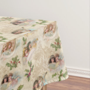 Viktorianische Engel mit Musik, Script & Holly Tischdecke