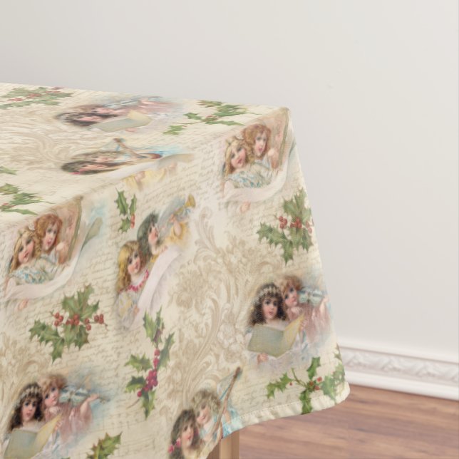 Viktorianische Engel mit Musik, Script & Holly Tischdecke (Beispiel)