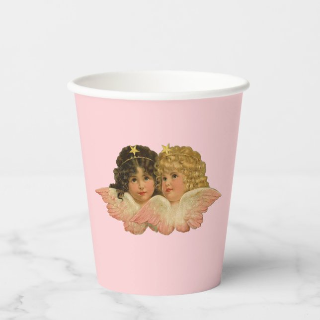 Viktorianische Engel Rosa Pappbecher (Vorderseite)