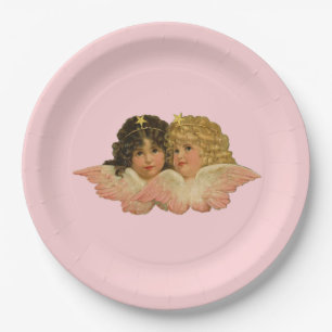 Viktorianische Engel Rosa Pappteller