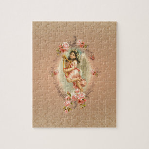 Viktorianische Engelrose barock vintage floral Puzzle