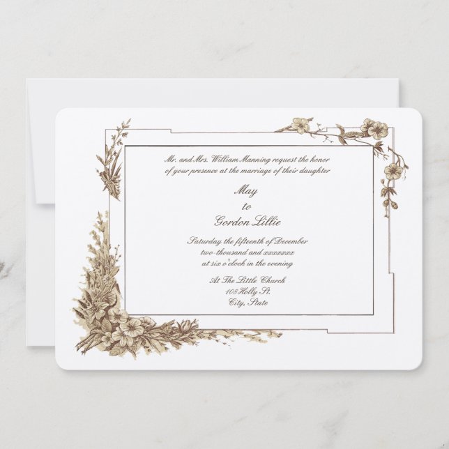 Viktorianische Epoche floraler botanischer Kunstra Einladung (Vorderseite)