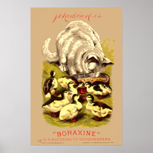 Viktorianische Era Cat & Baby Ducks Soap Ad Poster (Vorne)