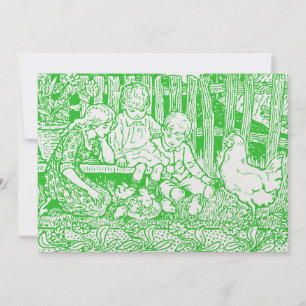 Viktorianische Era Children & Baby Chicks Feiertagskarte