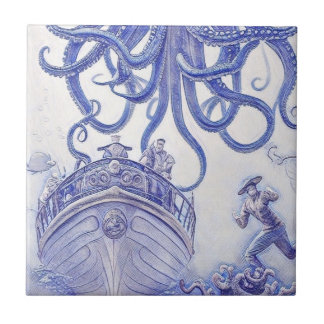 Viktorianische Era Fantasy Sea Tiles Blau und Weiß Fliese