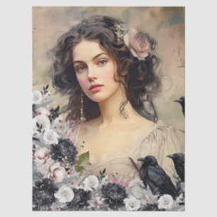 Viktorianische Era Lady & Raven Vintag Inspiriert Seidenpapier