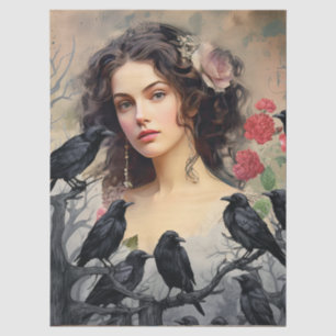 Viktorianische Era Lady & Raven Vintag Inspiriert Seidenpapier