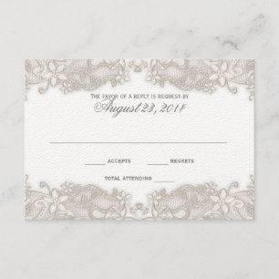 Viktorianische Floral-Lack-White-Response-Karte RSVP Karte