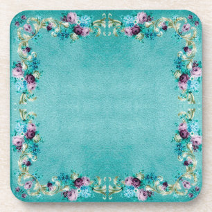Viktorianische florale elegante aquamarine lila Ro Getränkeuntersetzer