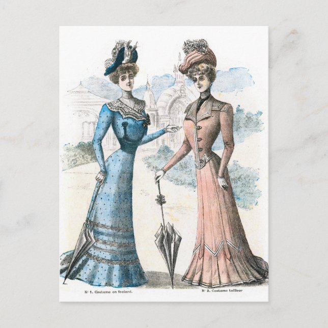 Viktorianische französische Mode Postkarte (Vorderseite)