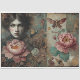 Viktorianische französische Peony Rose Ephemera De Seidenpapier