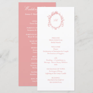 Viktorianische französische rosa Toile-Hochzeit Programm