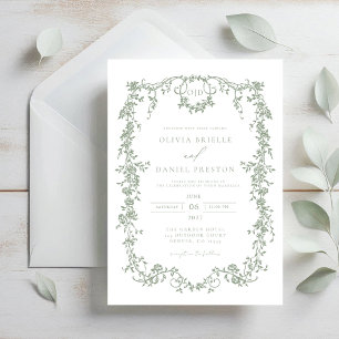 Viktorianische französische Sage Green Wedding Mon Einladung