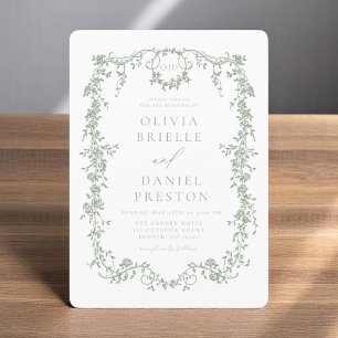 Viktorianische französische Sage Green Wedding Mon Einladung