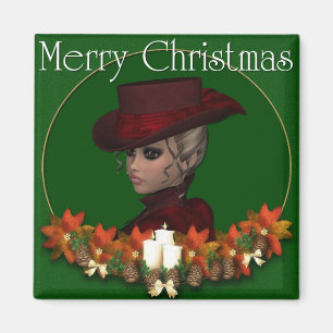 Viktorianische Frau 1 - Frohe Weihnachten Magnet