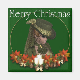 Viktorianische Frau 2 - Frohe Weihnachtsmagazin Magnet
