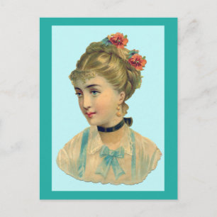 Viktorianische Frau Aquamarin Postkarte