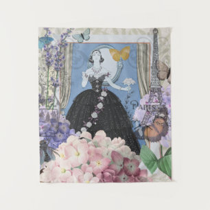 Viktorianische Frau Blumenbraun Extravagant Gown Wandteppich