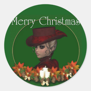 Viktorianische Frau - Frohe Weihnachten Sticker