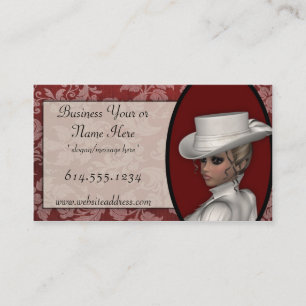Viktorianische Frau in den weißen Geschäfts-Kart Visitenkarte