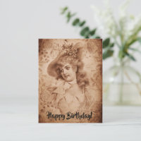 Viktorianische Frau in Hat-Blume Sepia Monochrome