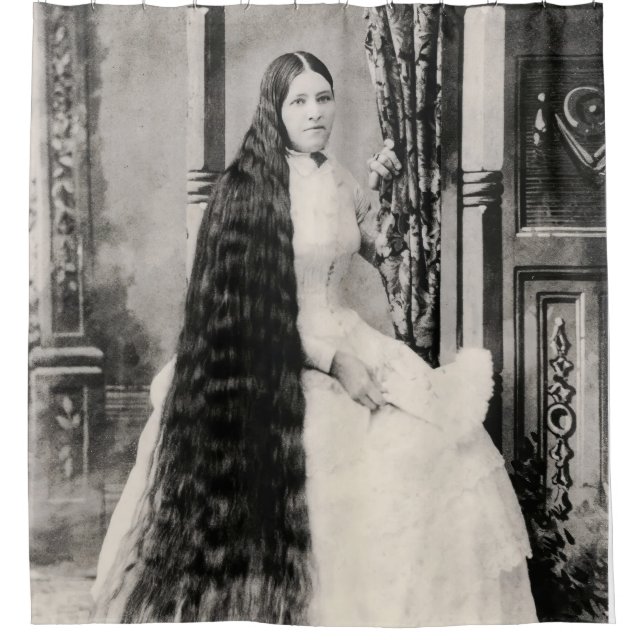 Viktorianische Frau mit langer Haare Duschvorhang (Vorderseite)