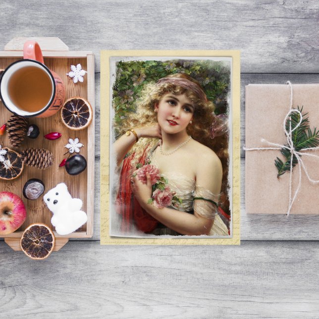 Viktorianische Frau mit rosa Rosenmutter-Tageskart (Von Creator hochgeladen)