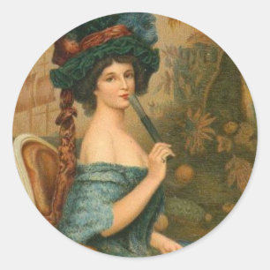 Viktorianische Frau Runder Aufkleber