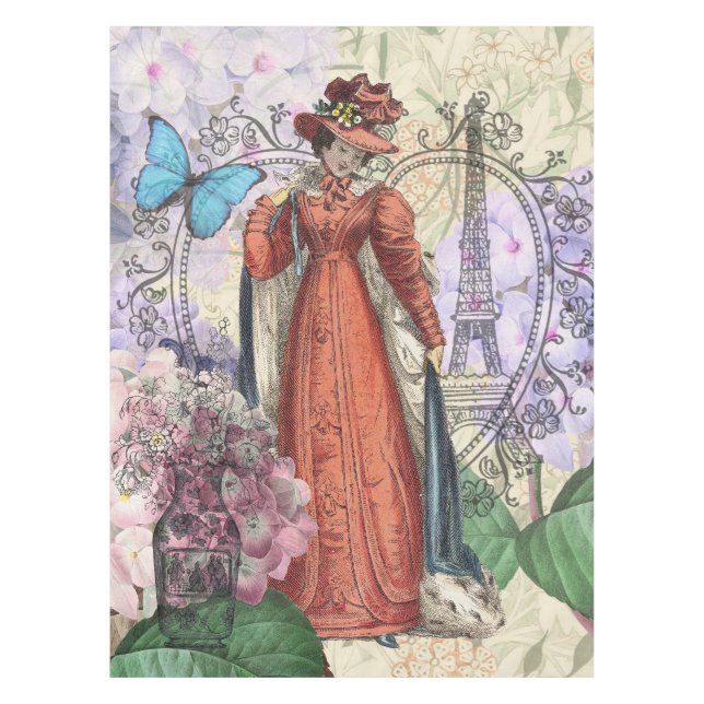 Viktorianische Frauen in rot-farbiger Mode Tischdecke (Vorderseite)