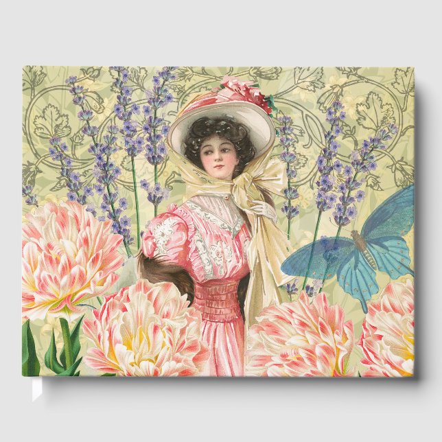 Viktorianische Frauenregal in Rosa Gästebuch (Vorderseite)