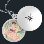 Viktorianische Frauenregal in Rosa Medaillon<br><div class="desc">Ein elegantes Viktorianisches Zeitalter-Thema mit einem prächtigen Gemälde von J. Barrick (1908) und decoupage Collage Blume,  Schmetterling,  William Morris Hintergrund und Wirbel.</div>