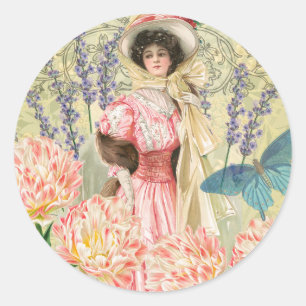 Viktorianische Frauenregal in Rosa Runder Aufkleber