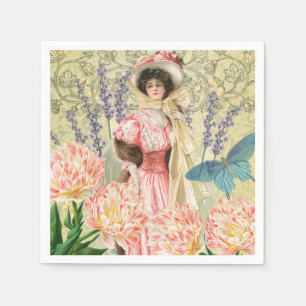 Viktorianische Frauenregal in Rosa Serviette