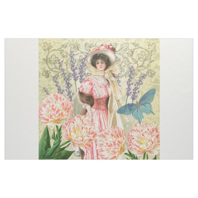 Viktorianische Frauenregal in Rosa Stoff (Yard (91,4 cm))