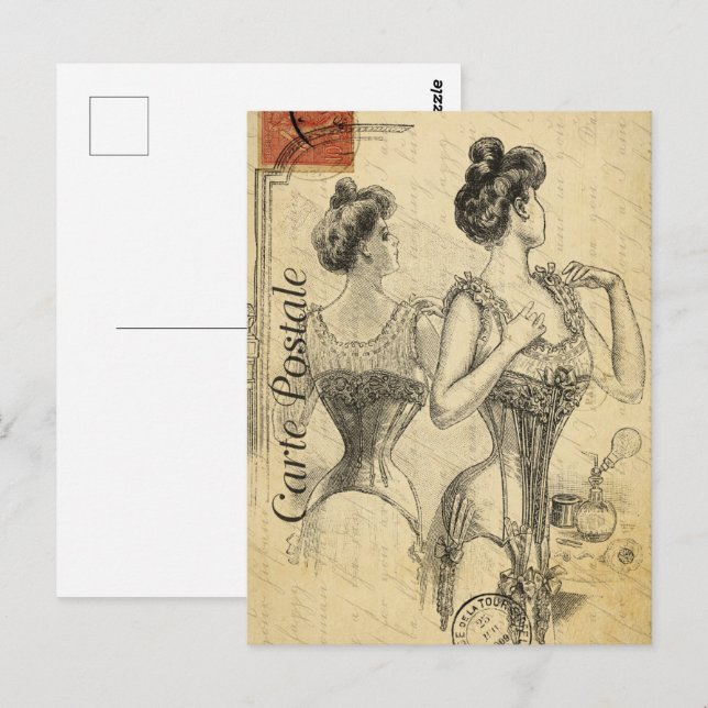 Viktorianische Frauenverkleidung in Corset Postkarte (Vorne/Hinten)