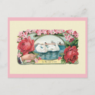Viktorianische Freundschaft Swan Art Blank Postkar Postkarte
