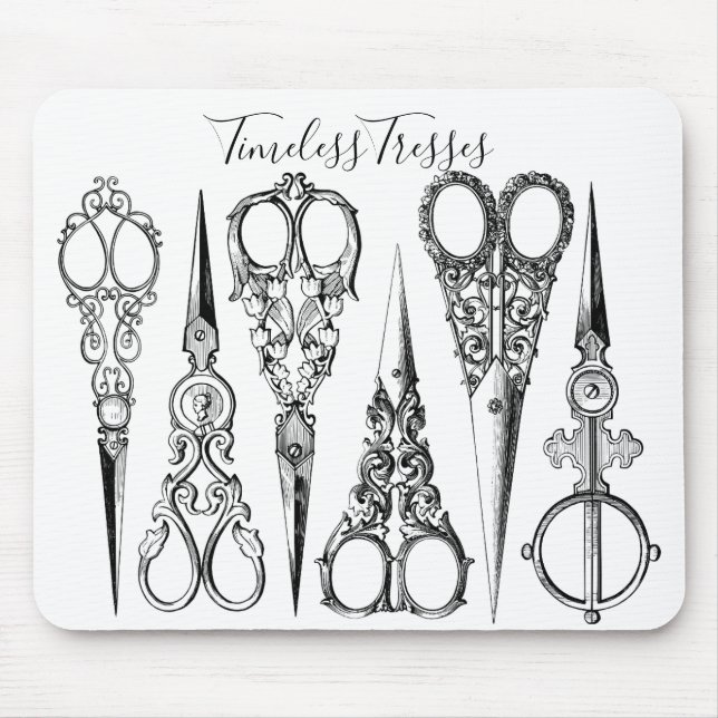 Viktorianische Friseurnähschere Mousepad (Vorne)