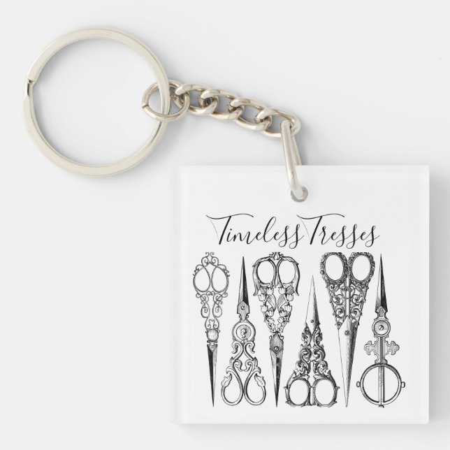 Viktorianische Friseurnähschere Schlüsselanhänger (Vorderseite)